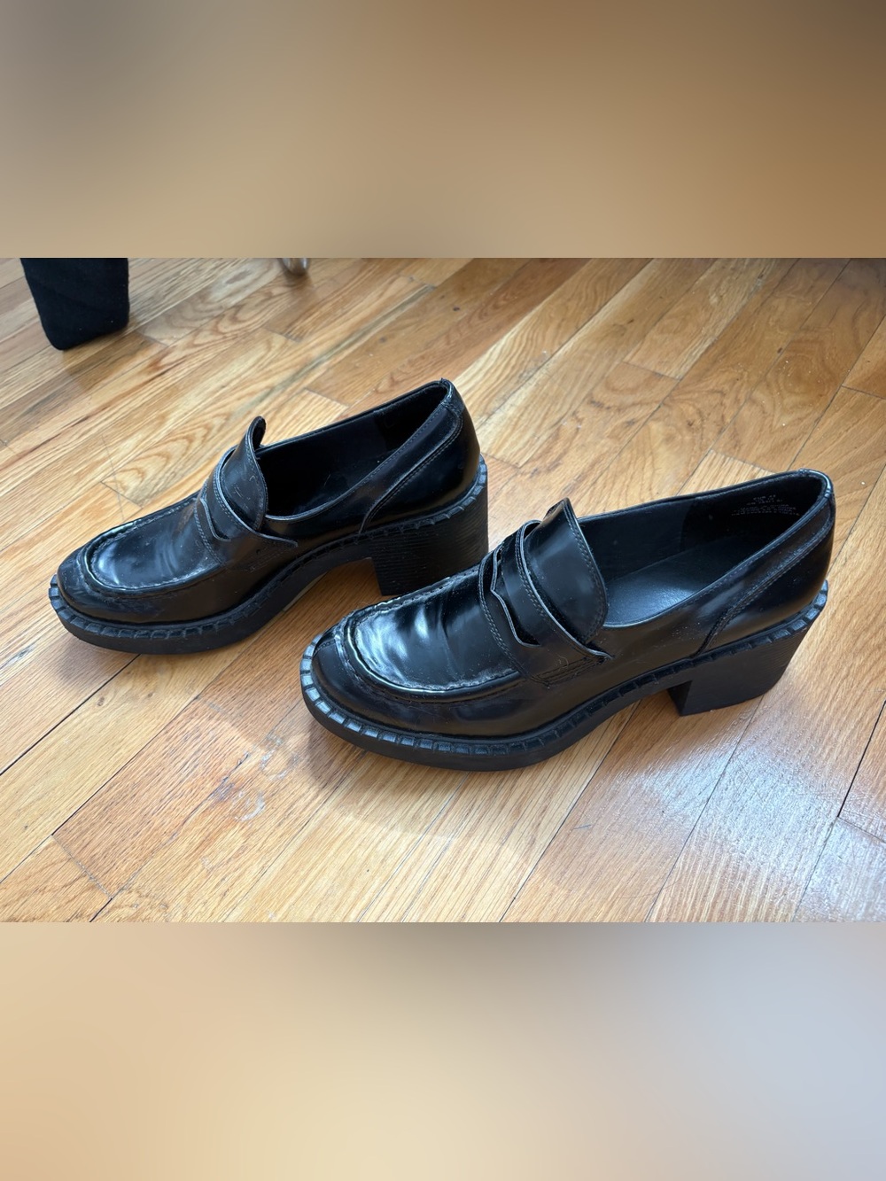 H&M Black Chunky Heeled Loafers Size 42
